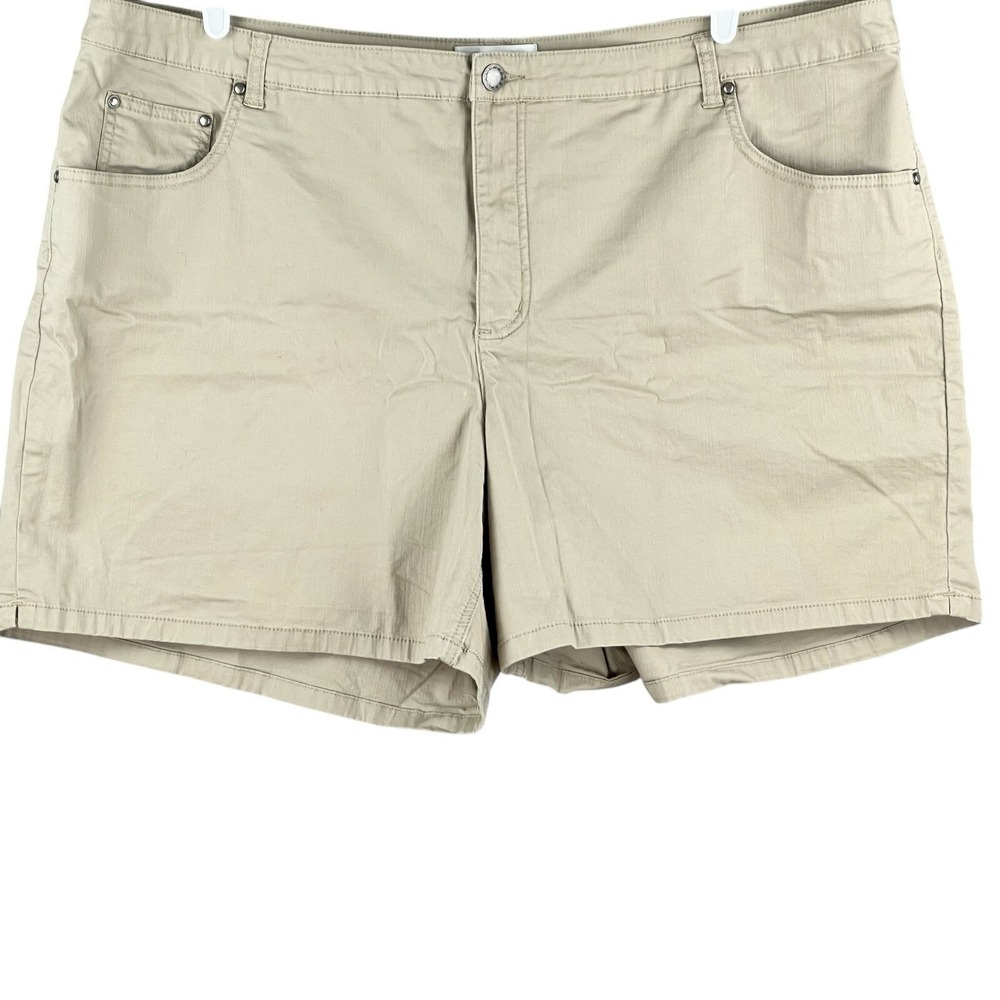 C.J. Banks Women's Stretch Tan Shorts Size 24W High-Rise Cotton Spandex